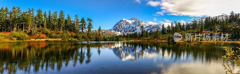 shuksan山全景图，WA