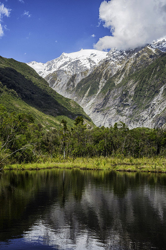 新西兰弗朗茨约瑟夫冰川的彼得斯池