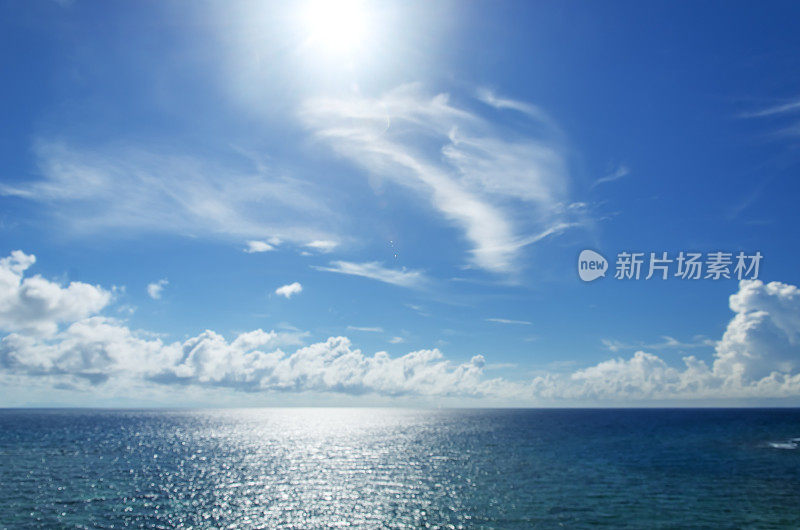 热带海洋和戏剧性的天空抽象背景