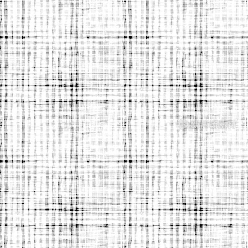 白色格子布图案具有立体感——无缝纹理设计，透明不均匀，不规则的纵横线条排成一排
