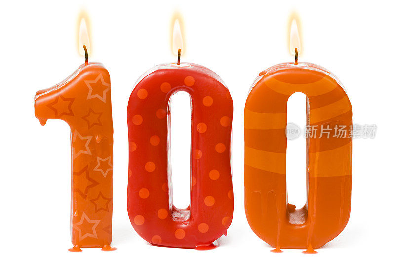 100、100岁生日或纪念日蜡烛