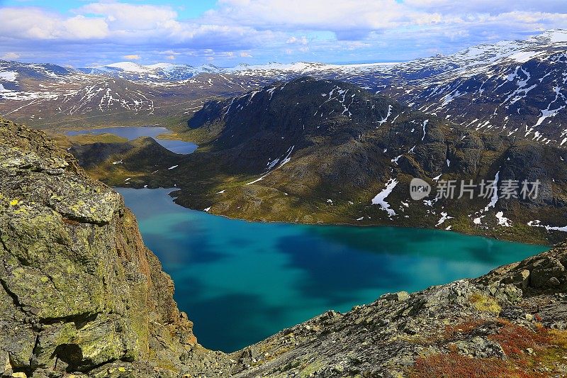 贝塞根，绿松石湖Gjende从上，约顿海门，挪威-斯堪的那维亚