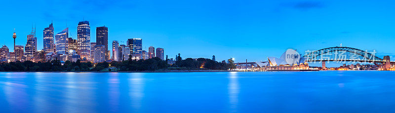 海港大桥和悉尼天际线，澳大利亚的夜晚