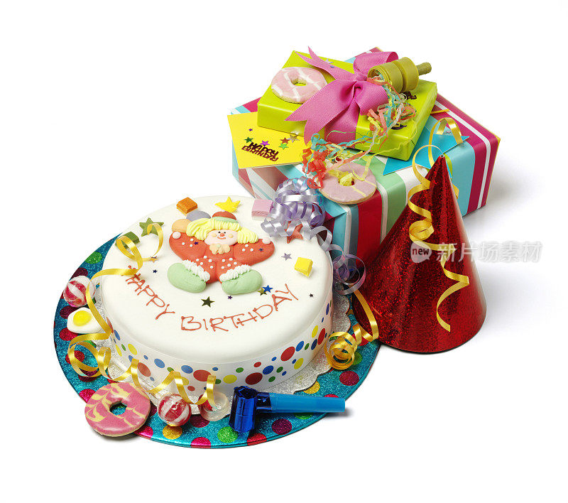 儿童生日蛋糕和礼物