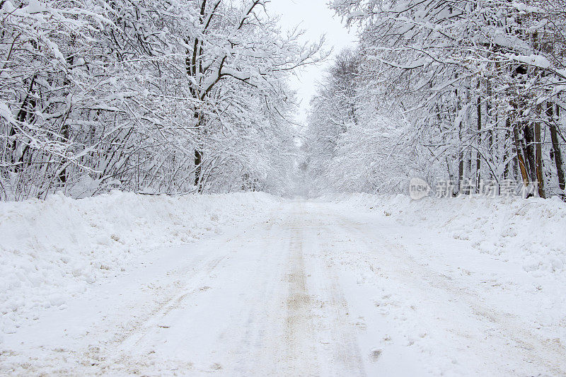 冬天的路下雪后