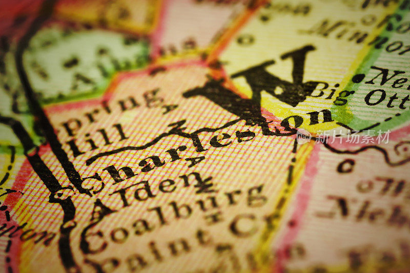 西弗吉尼亚州查尔斯顿的古董地图