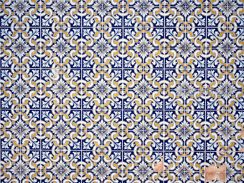 Azulejos，瓷砖背景纹理来自葡萄牙