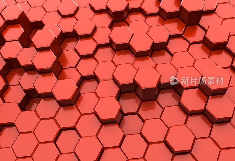 红色六角形图案-蜂巢概念
