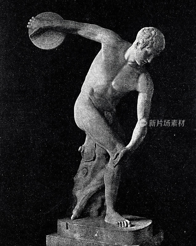古罗马，掷铁饼的大理石雕像