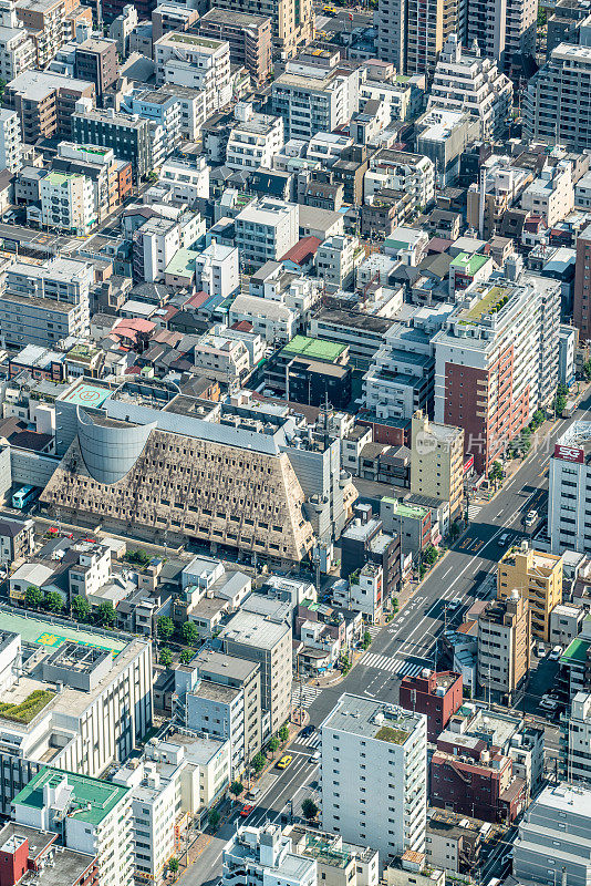 东京摩天大楼的空中全景图