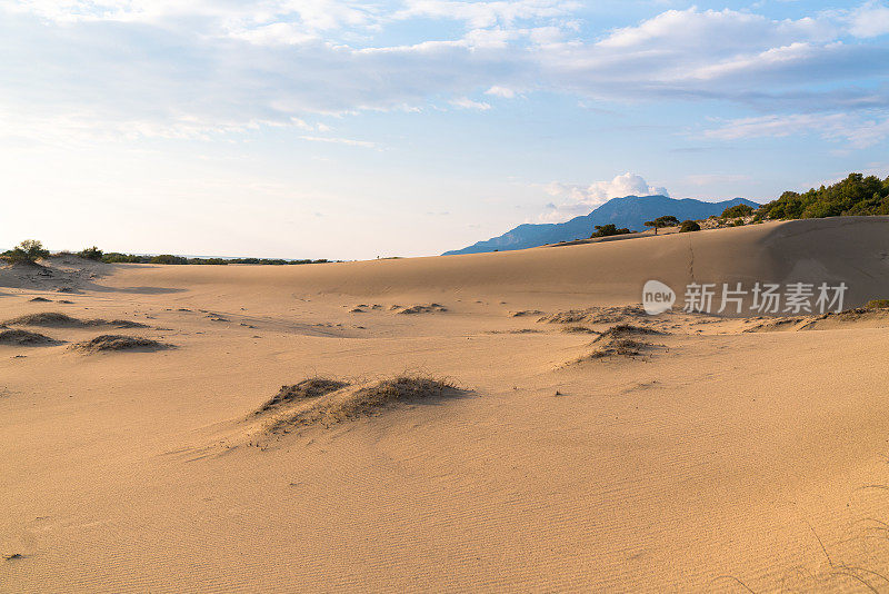 日落时的帕塔拉沙漠山丘