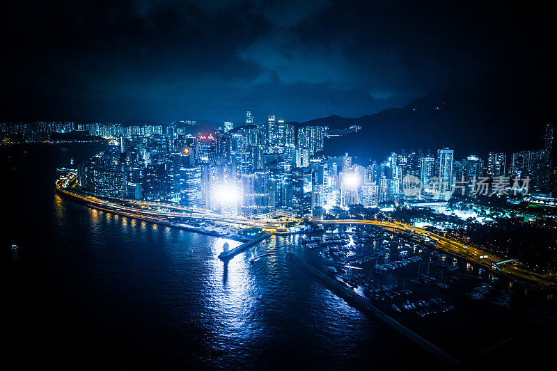 鸟瞰香港岛的景观或城市景观