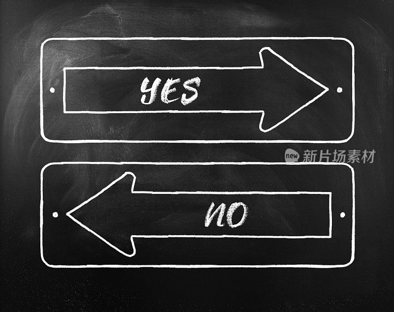 选择“是”或“否”写在黑板上相反的箭头上