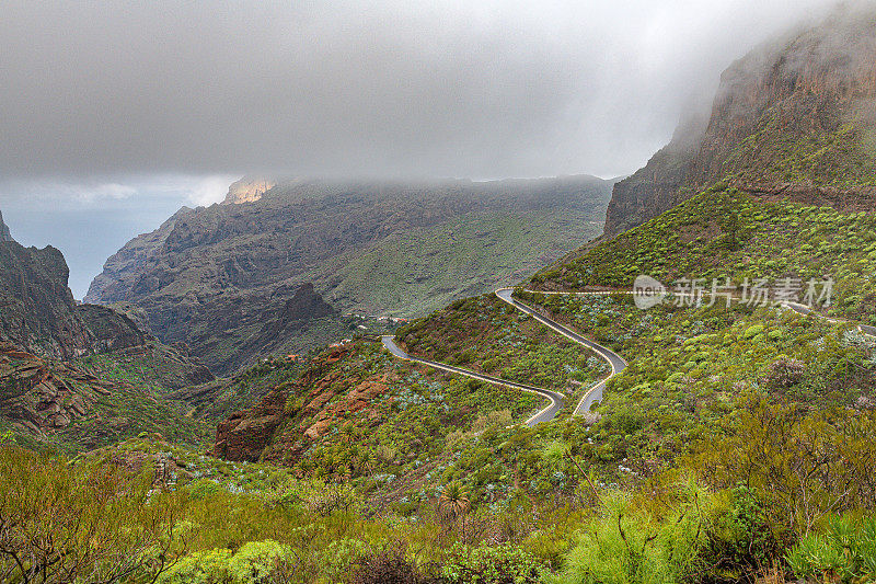 西班牙特内里费岛著名的浓雾峡谷马斯卡