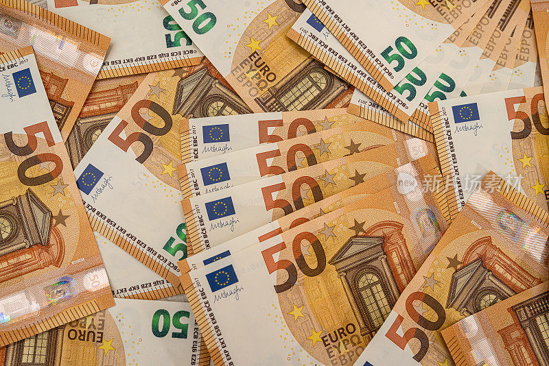巨幅50欧元钞票特写