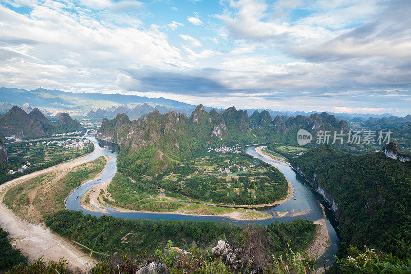 桂林阳朔乡大景观鸟瞰图