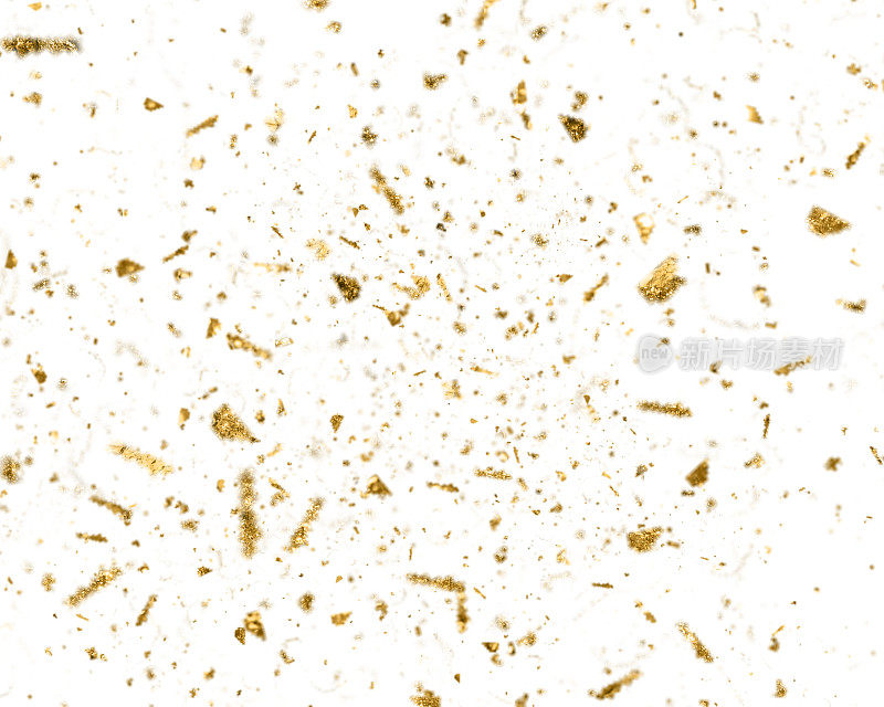 爆炸的金色粒子白色背景