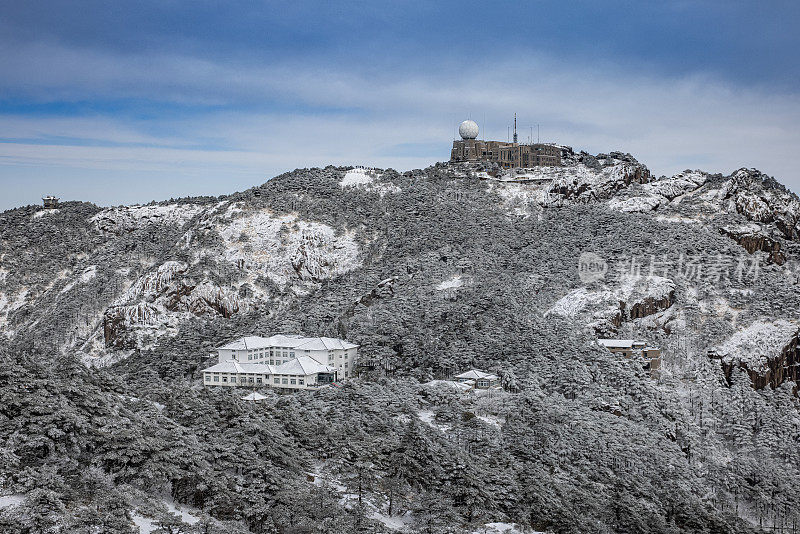 中国黄山的冬季景观