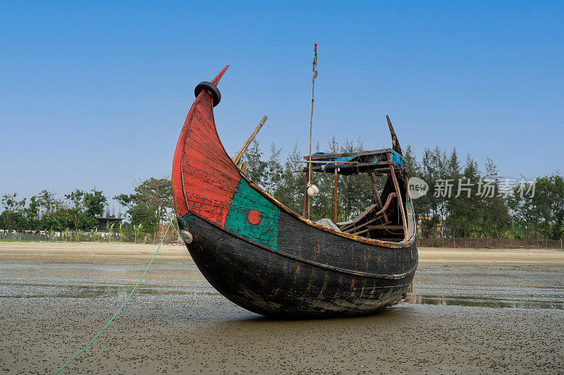 传统的孟加拉月船，考克斯巴扎尔，孟加拉国