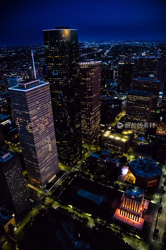 休斯顿市中心的夜景