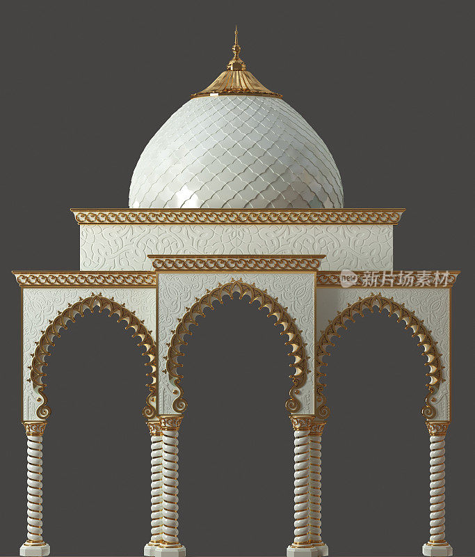 凉亭或清真寺拱门和圆顶