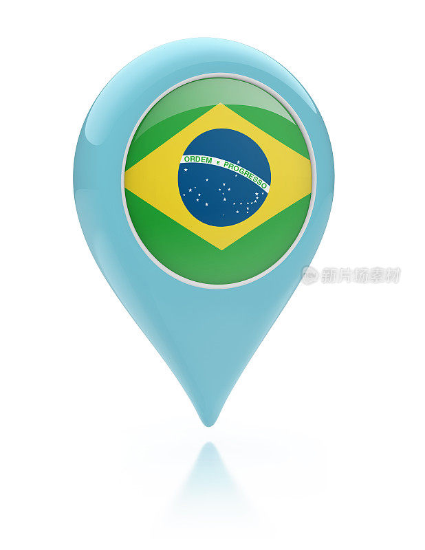 3D地图指针-巴西国旗