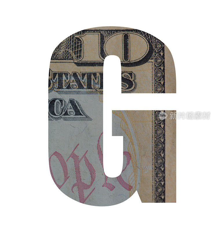 字母G从10美元钞票上剪下来