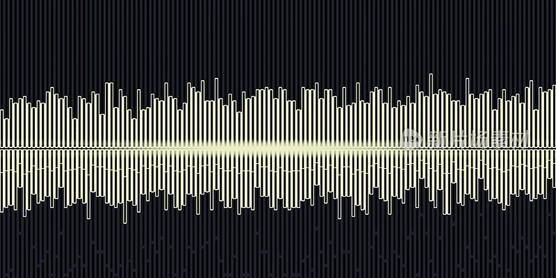 3d插图声波抽象音乐脉冲背景声波的频率和频谱图分别在黑色背景上