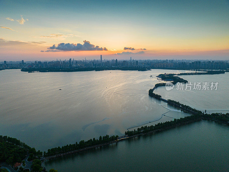 武汉东湖鸟瞰图，中国