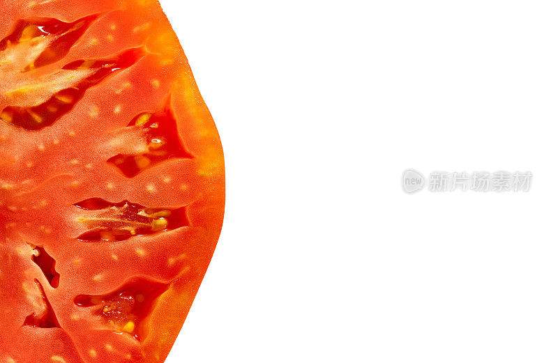 新鲜番茄半切微距特写纹理细节