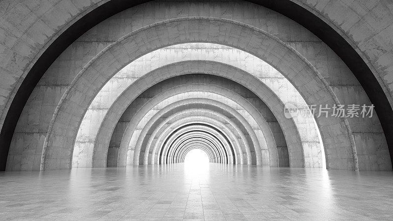 抽象未来主义混凝土隧道设计