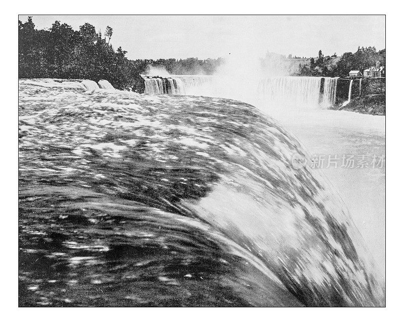 尼亚加拉瀑布的古董照片从桌子岩石19世纪