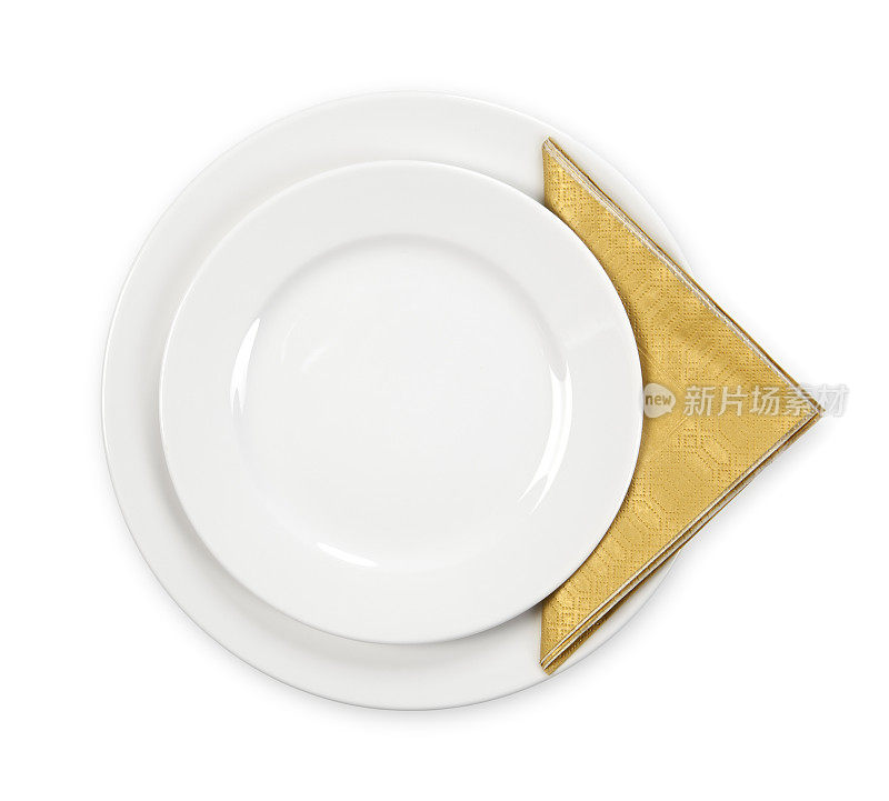 白色盘子和餐巾