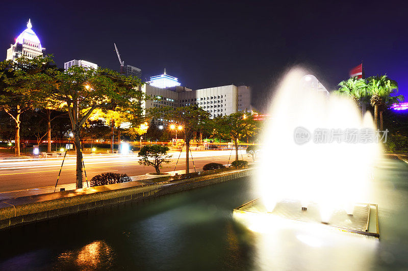 台北信义区喷泉夜景