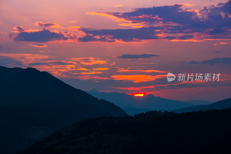 科罗拉多州阿斯彭的落日