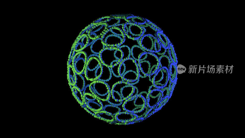珊瑚样形成绿色和蓝色的抽象球体参数化圆形形状