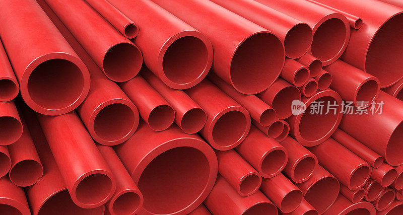一大堆红色塑料管