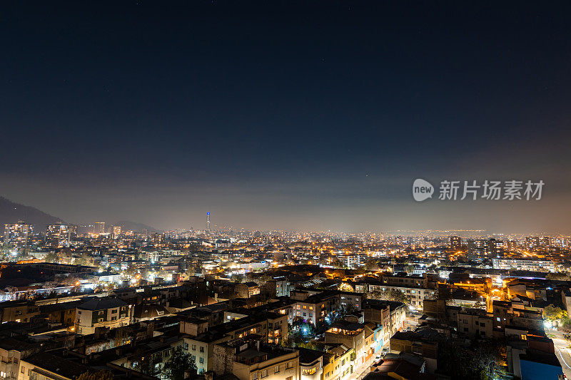 智利圣地亚哥夜间鸟瞰图