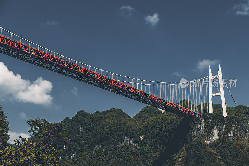 这是中国贵州矮寨大桥的交通景观。