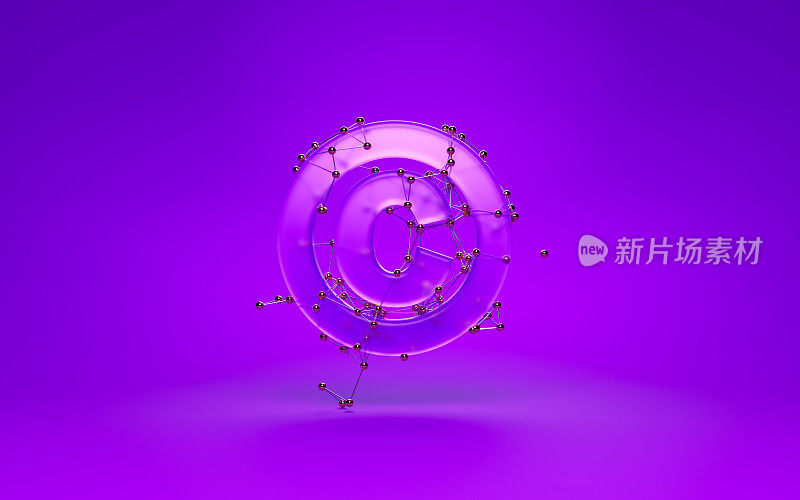 紫色版权符号覆盖的连接线和点在紫色的背景