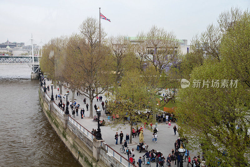 英国伦敦南岸步道鸟瞰图