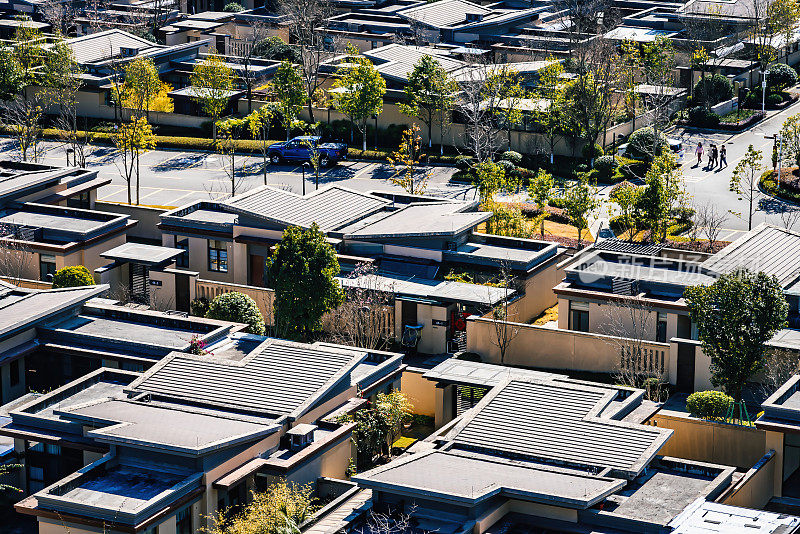 联排别墅和住宅鸟瞰图