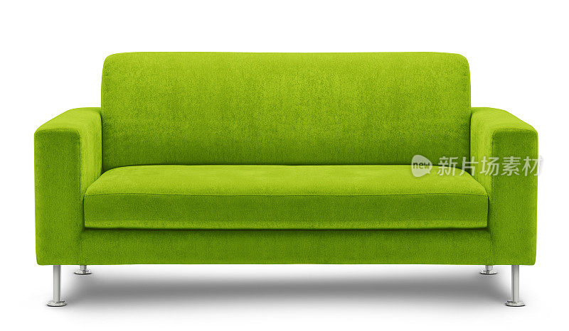 白色背景的现代绿色沙发设计