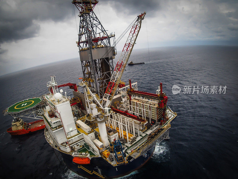 海上石油钻井平台，鸟瞰图，石油工业