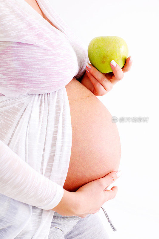 苹果孕妇的身体部位。