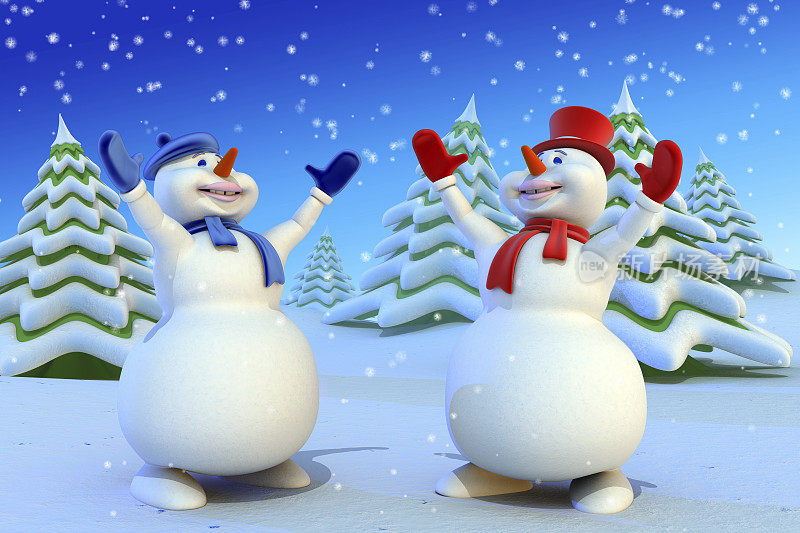 两个快乐的雪人