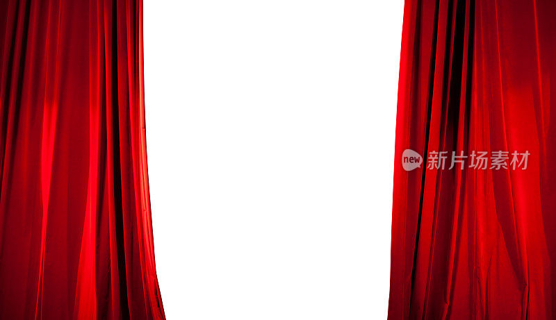 红色舞台幕布，白色背景
