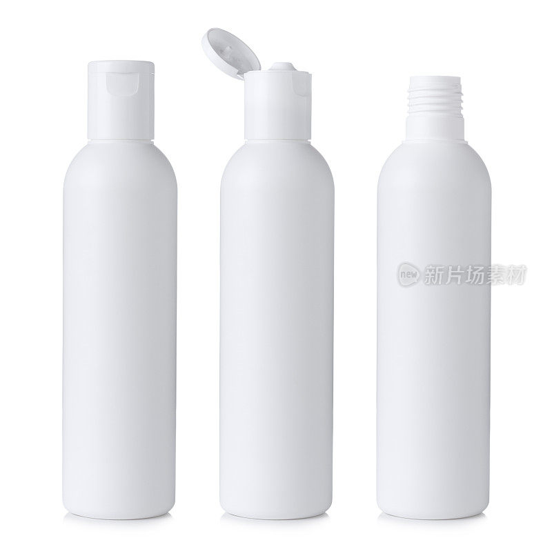 空白的白色塑料化妆品或洗发水瓶
