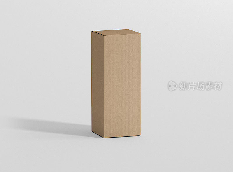 逼真的高质量高矩形牛皮纸包装盒模型。