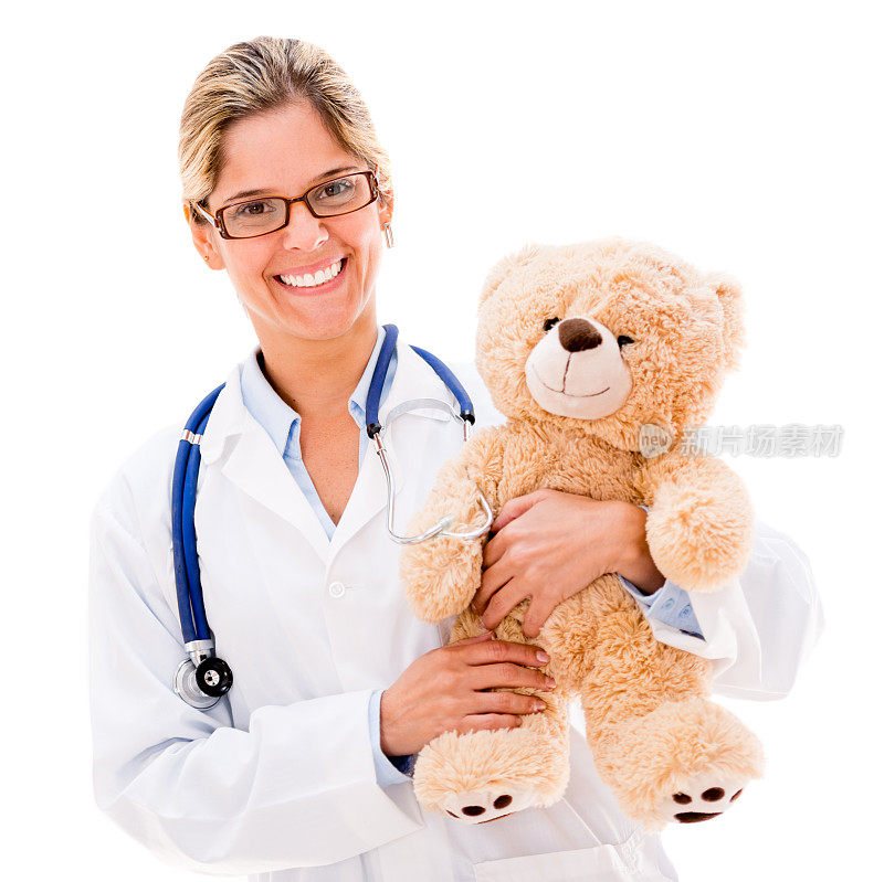 带着泰迪熊的快乐儿科医生